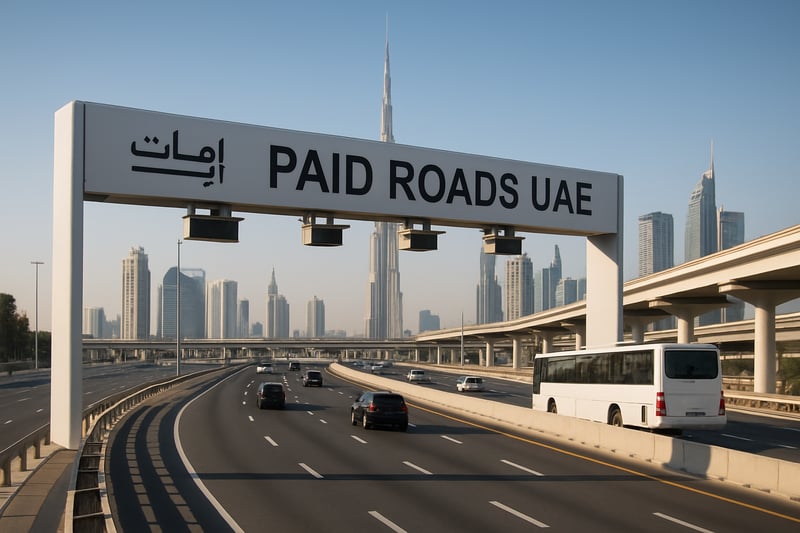 Modern toll road infrastructure in Dubai managed by Paid Roads UAE